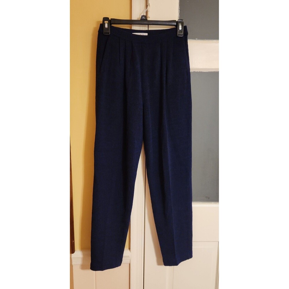 Antonella Preve New York Vintage Navy Blue Wool-Blend Pull-on Pants Size XS